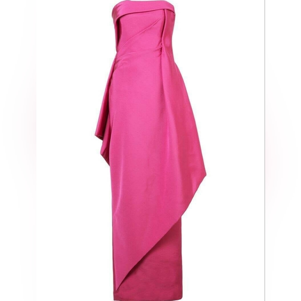 ^□$3,900 RUBIN SINGER ROSE PINK SILK LINED GOWN US 2